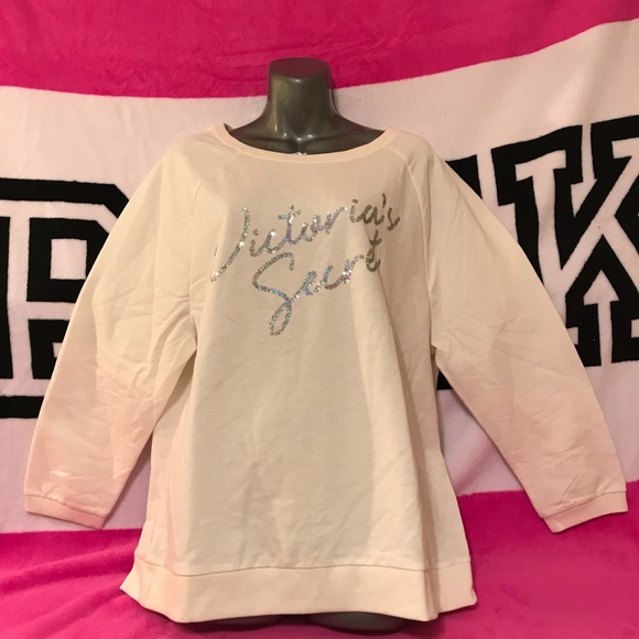 Victoria's Secret Sweaters - Victoria Secret Bling Sweatshirt Cream